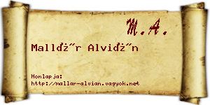 Mallár Alvián névjegykártya